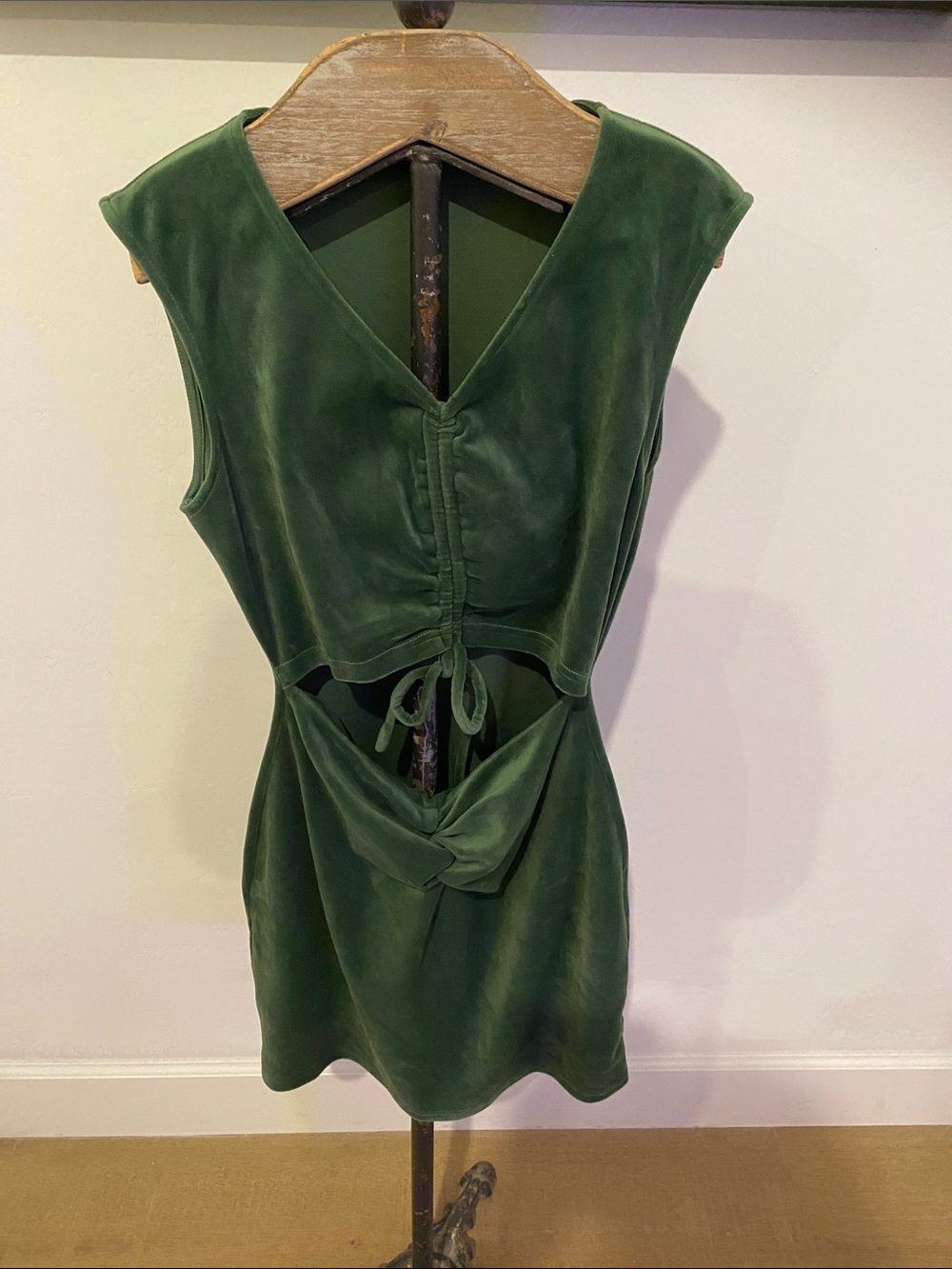 Green V-Neck Cut Out Women’s Dress